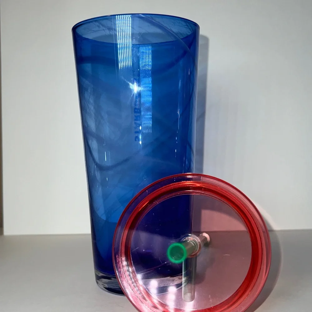 Starbucks 2022 Summer Blue Swirl Recycled Glass Cold Tumbler 18oz NWT